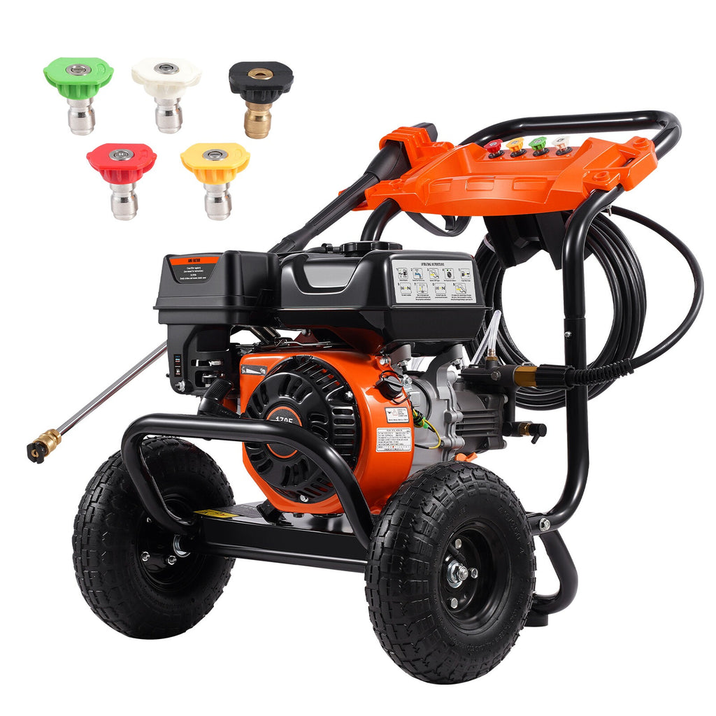VEVOR Gas Pressure Washer 3500 PSI 2.6 GPM with 5 Nozzle Set for Driveways, Patios, and Fences