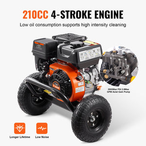 VEVOR Gas Pressure Washer 3500 PSI 2.6 GPM with 5 Nozzle Set for Driveways, Patios, and Fences