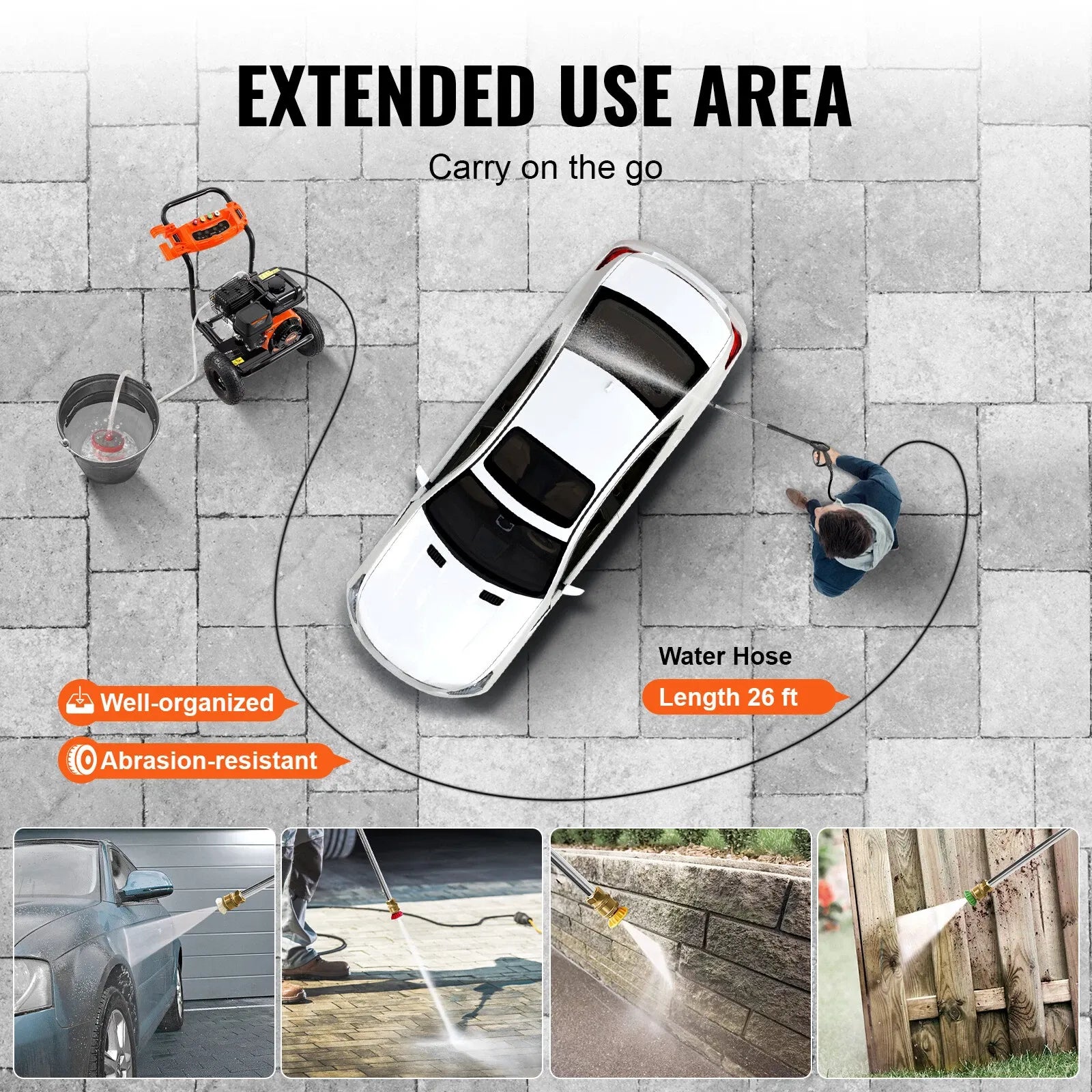 VEVOR Gas Pressure Washer 3500 PSI 2.6 GPM with 5 Nozzle Set for Driveways, Patios, and Fences